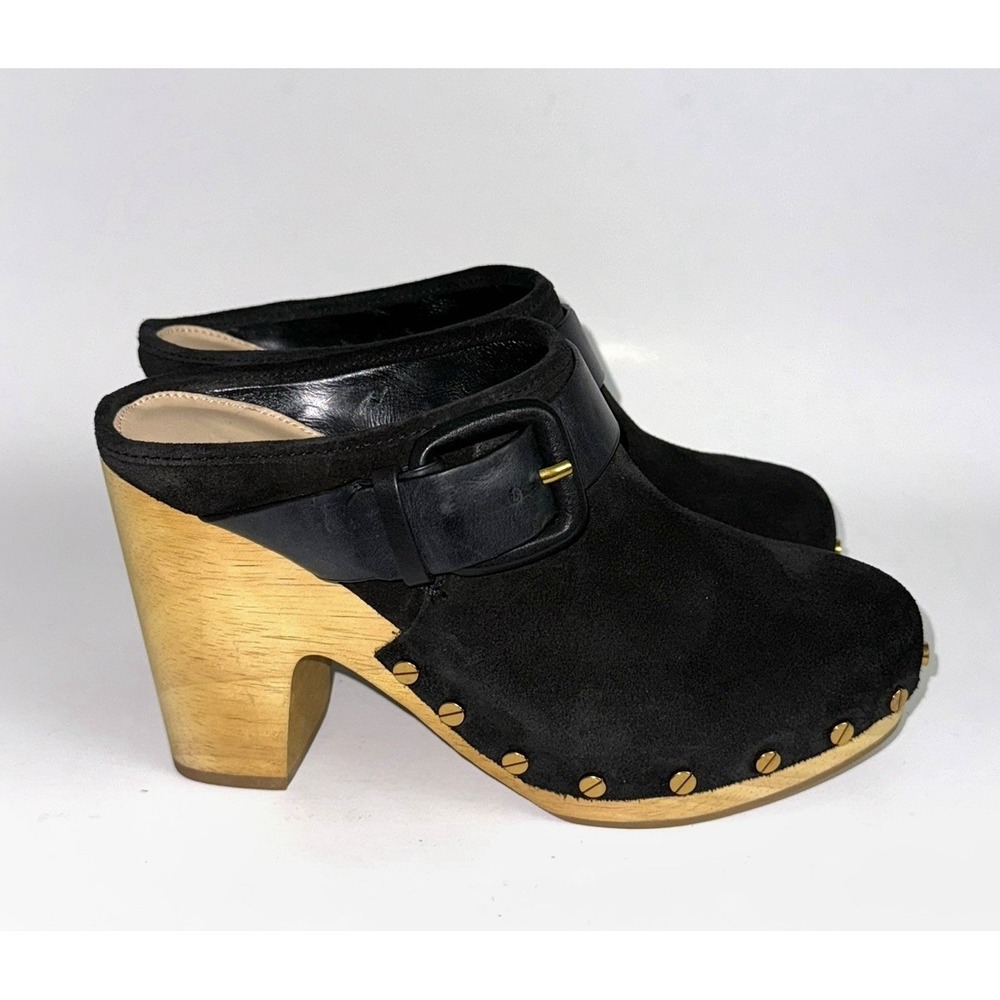 Veronica Beard Dacey Clogs Black Suede Size 6 Platform Mules